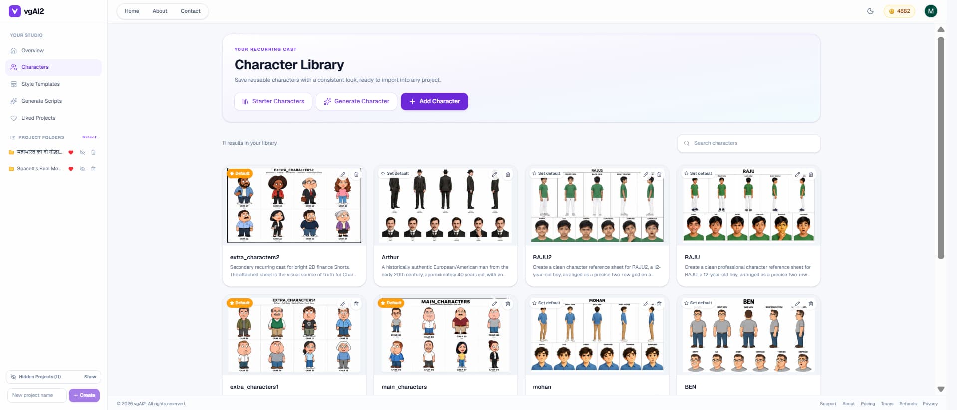 vgAI2 character library