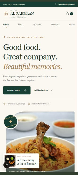 Alrahemaan restaurant demo homepage